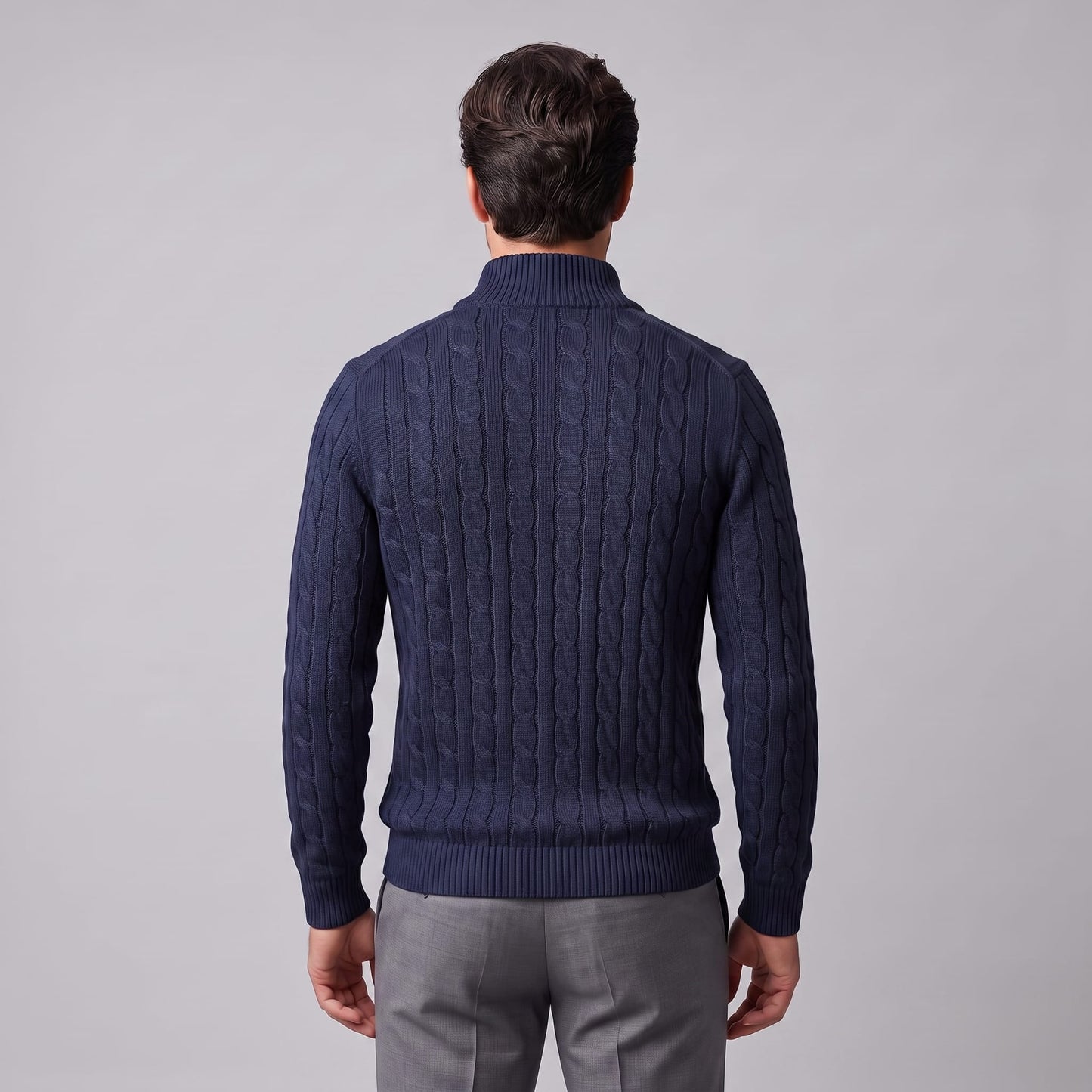 Herren Baumwollpullover Troyer mit Zopfmuster | Samuel_5