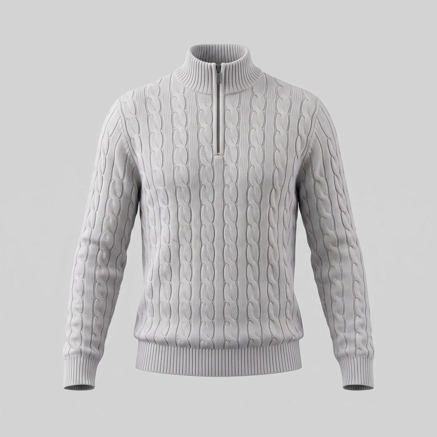 Herren Baumwollpullover Troyer mit Zopfmuster | Samuel_8