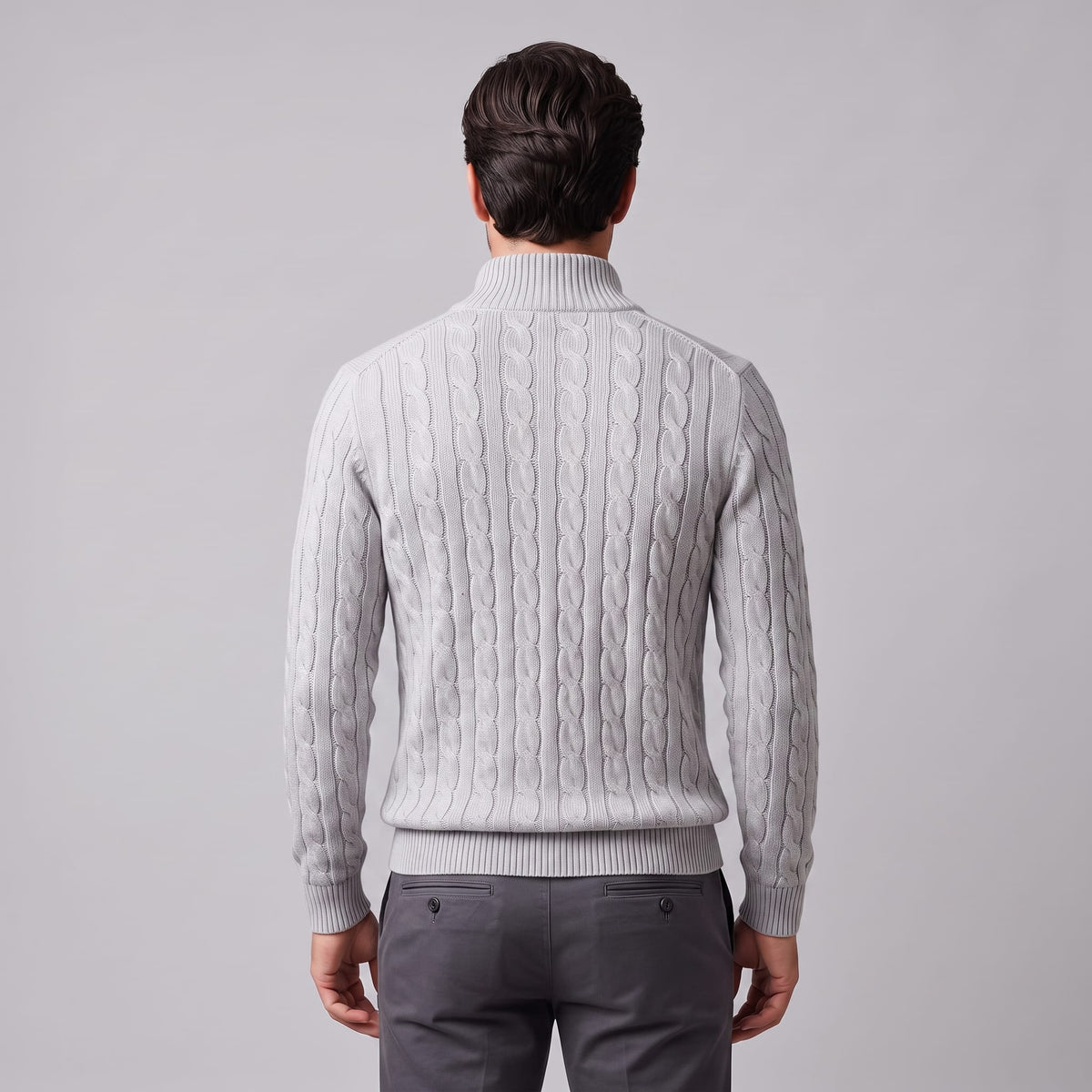 Herren Baumwollpullover Troyer mit Zopfmuster | Samuel_9