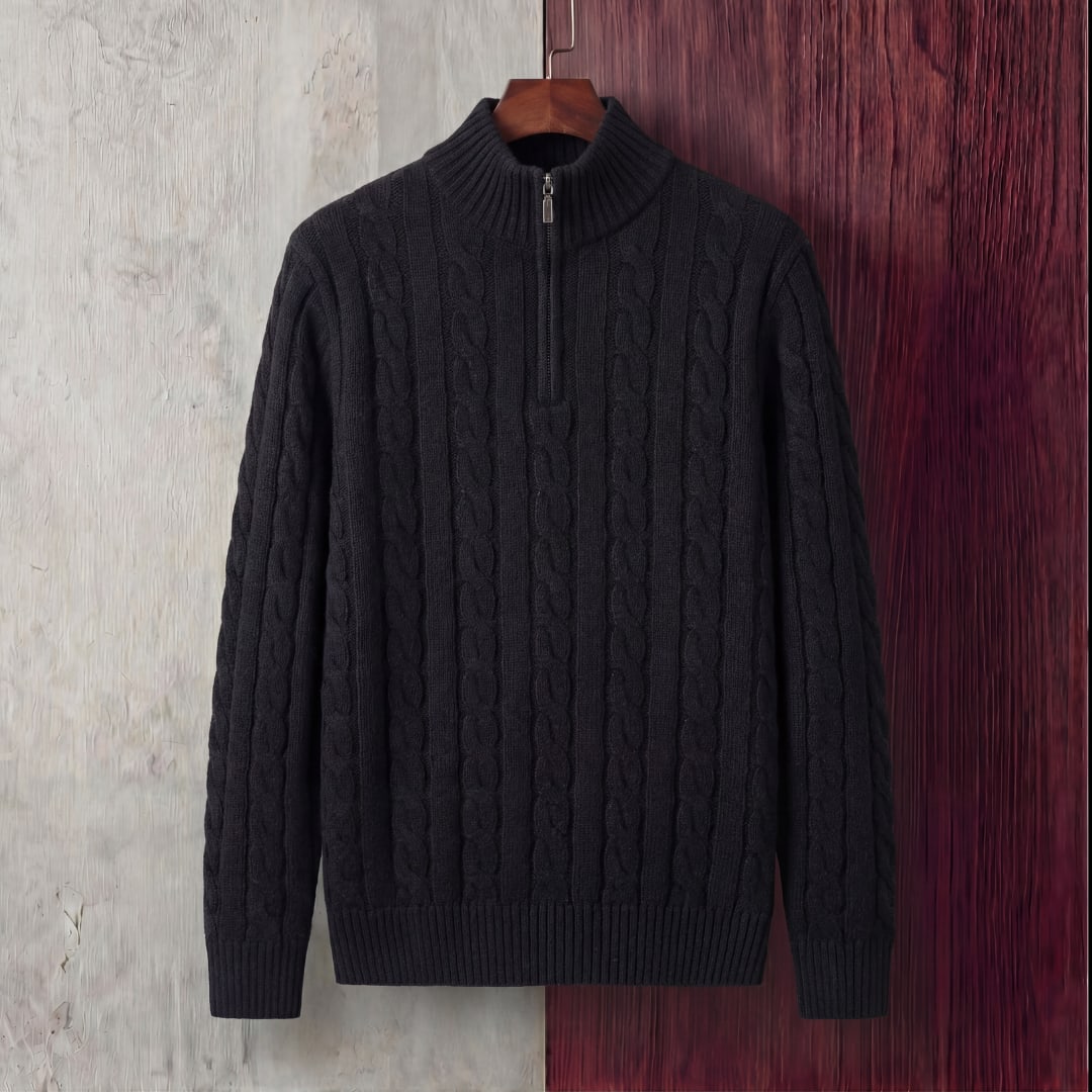 Herren Zopfstrickpullover mit Stehkragen | Ulf