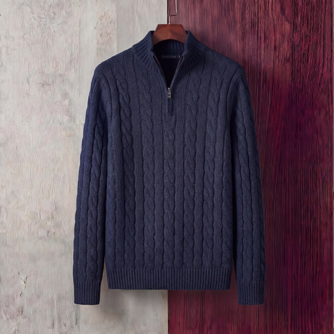 Herren Zopfstrickpullover mit Stehkragen | Ulf_5