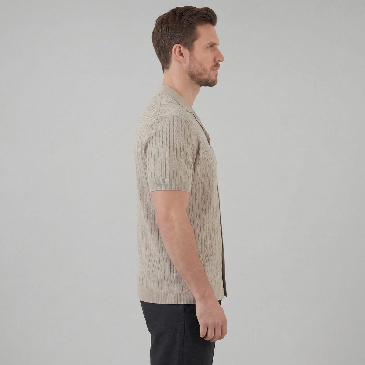 Herren Strickhemd mit Zopfmuster | Frowin