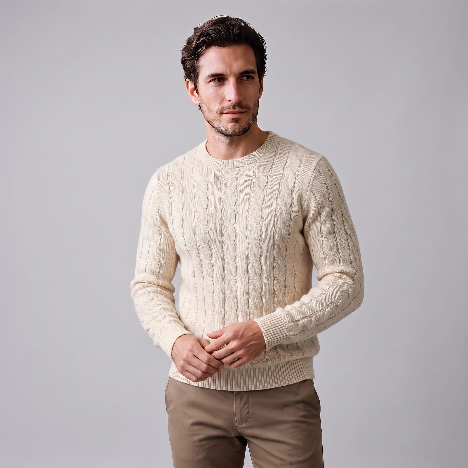 Herren Wollpullover mit Zopfmuster | Sascha