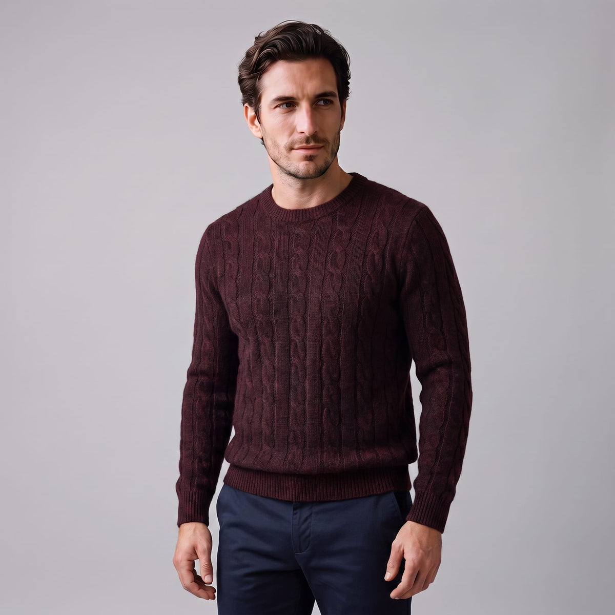 Herren Wollpullover mit Zopfmuster | Sascha_15