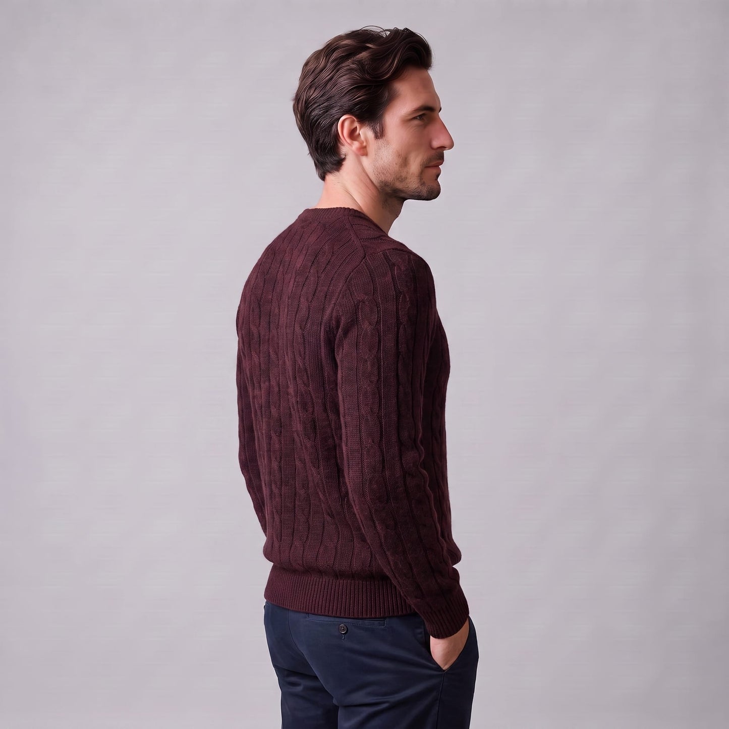 Herren Wollpullover mit Zopfmuster | Sascha_18