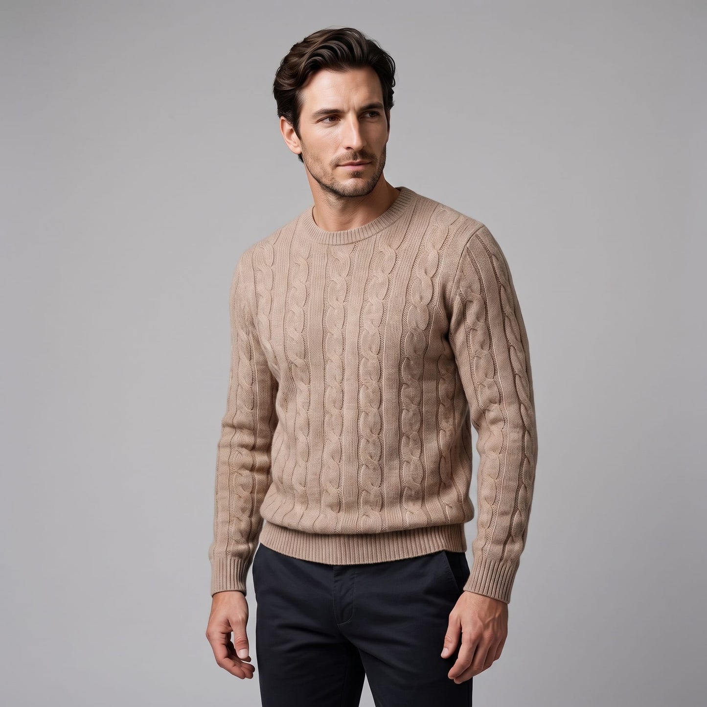 Herren Wollpullover mit Zopfmuster | Sascha_6
