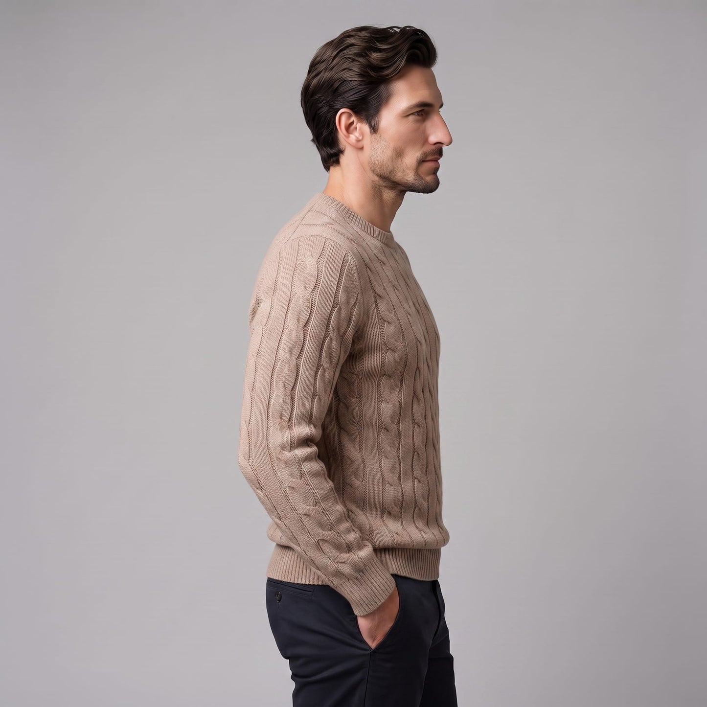Herren Wollpullover mit Zopfmuster | Sascha_9