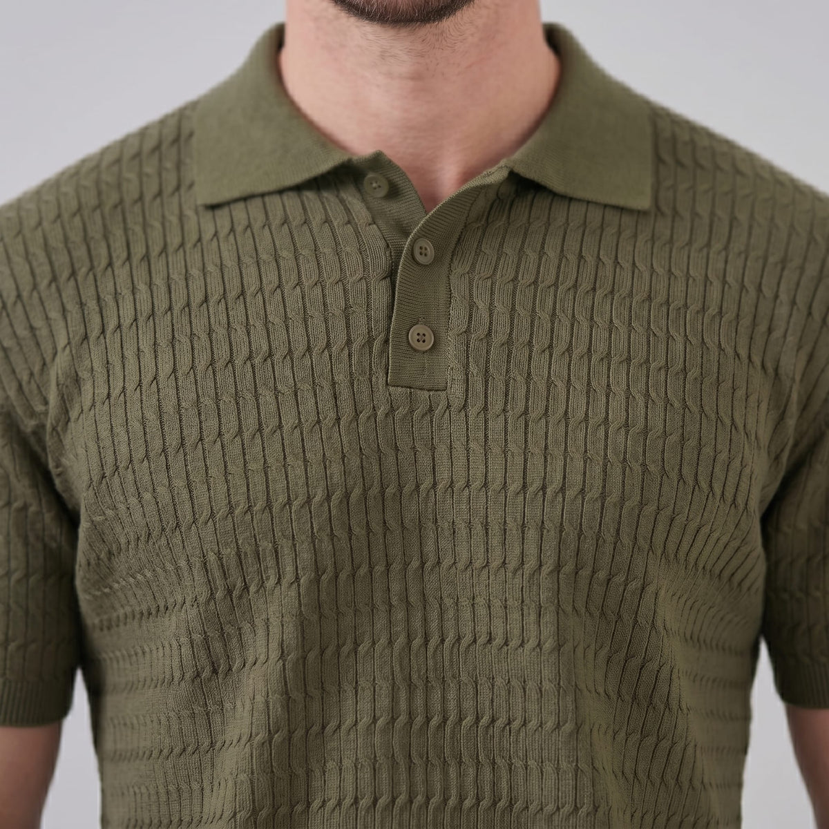 Herren Strickpoloshirt Zopfmuster Slim Fit | Leonhard_14