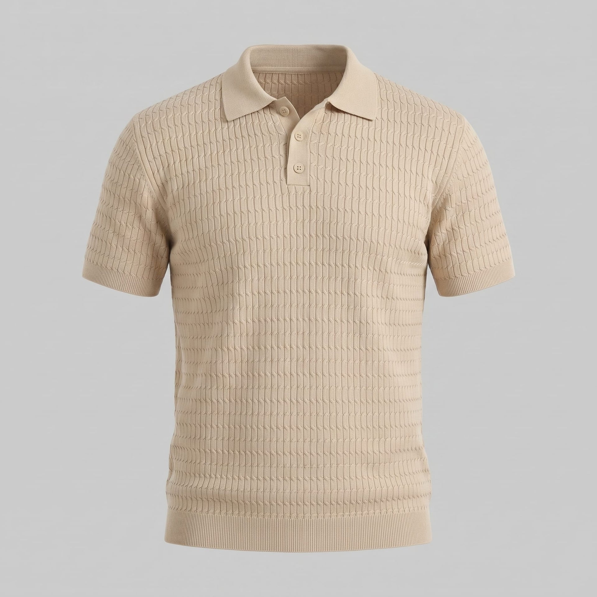 Herren Strickpoloshirt Zopfmuster Slim Fit | Leonhard