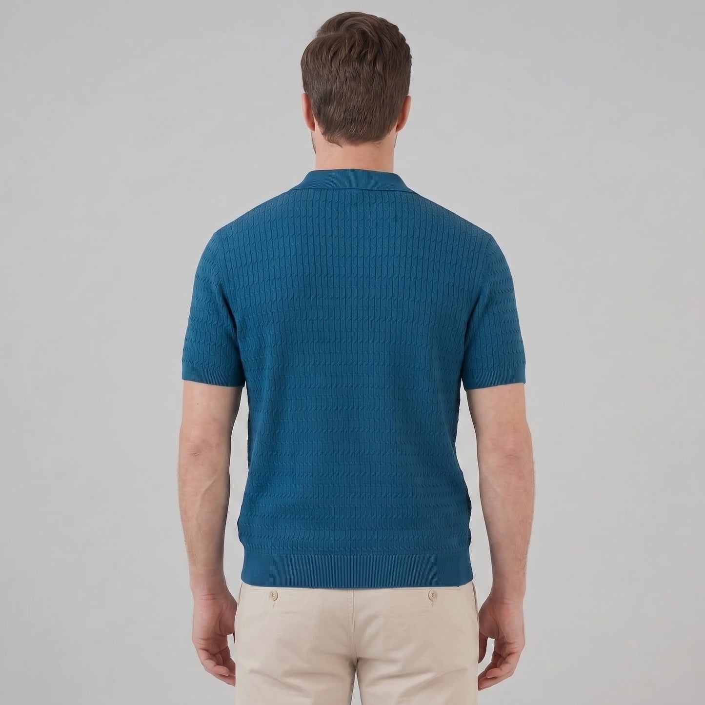 Herren Strickpoloshirt Zopfmuster Slim Fit | Leonhard_8