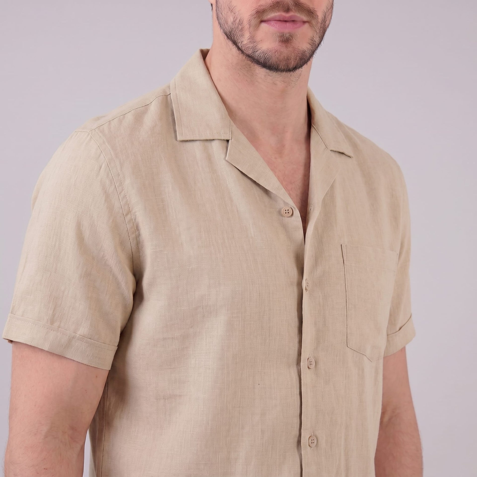 Herren Kurzarmhemd mit Kubakragen | Claus
