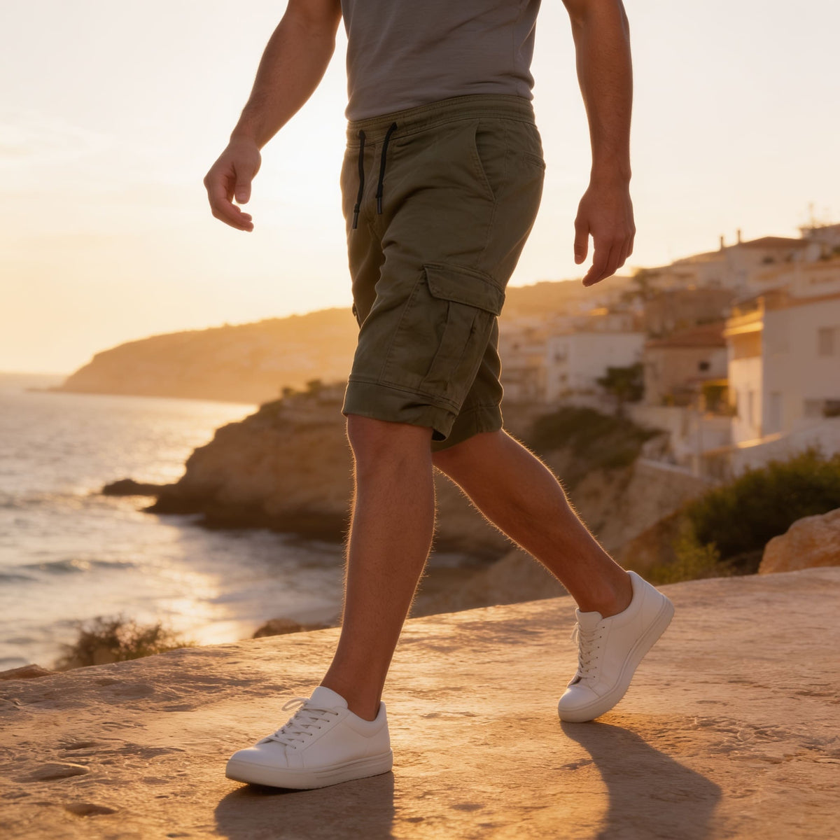 Herren Cargoshorts mit Kordelzug und Klappentaschen | Mirko_25