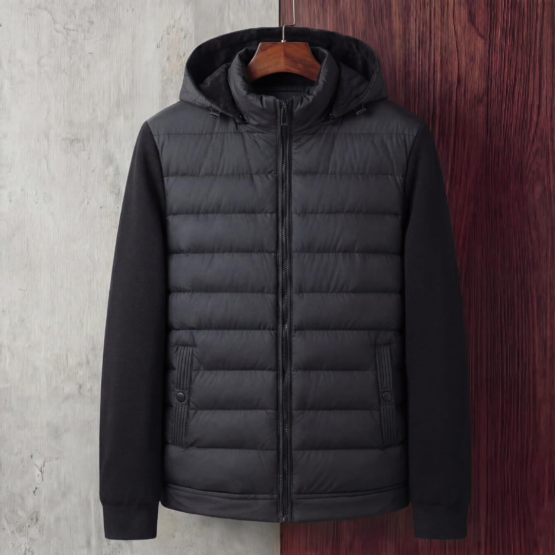Herren Steppjacke mit Kapuze und Strickärmeln | Tammo_1