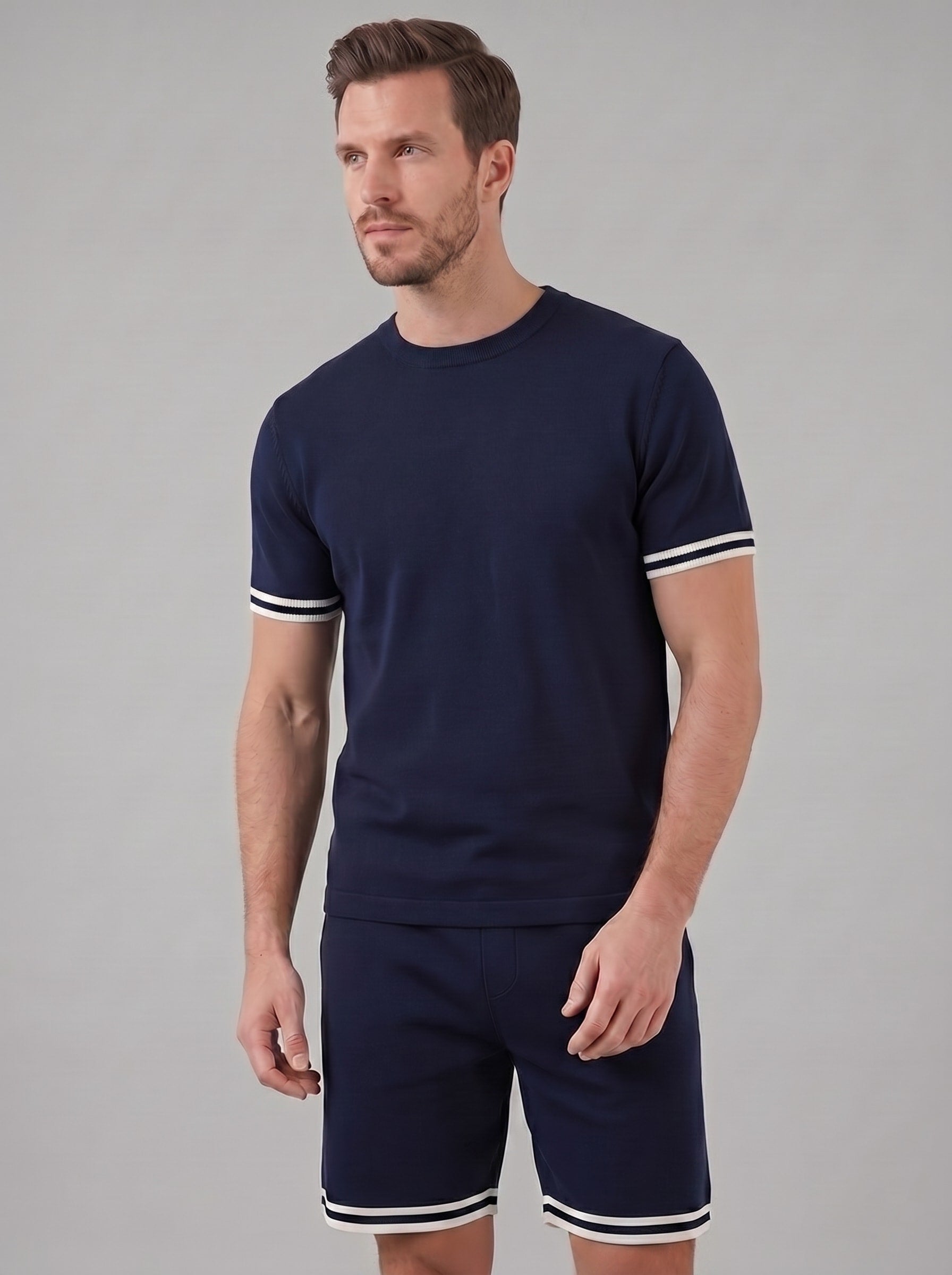 Herren Strickset mit Kontraststreifen | Albin