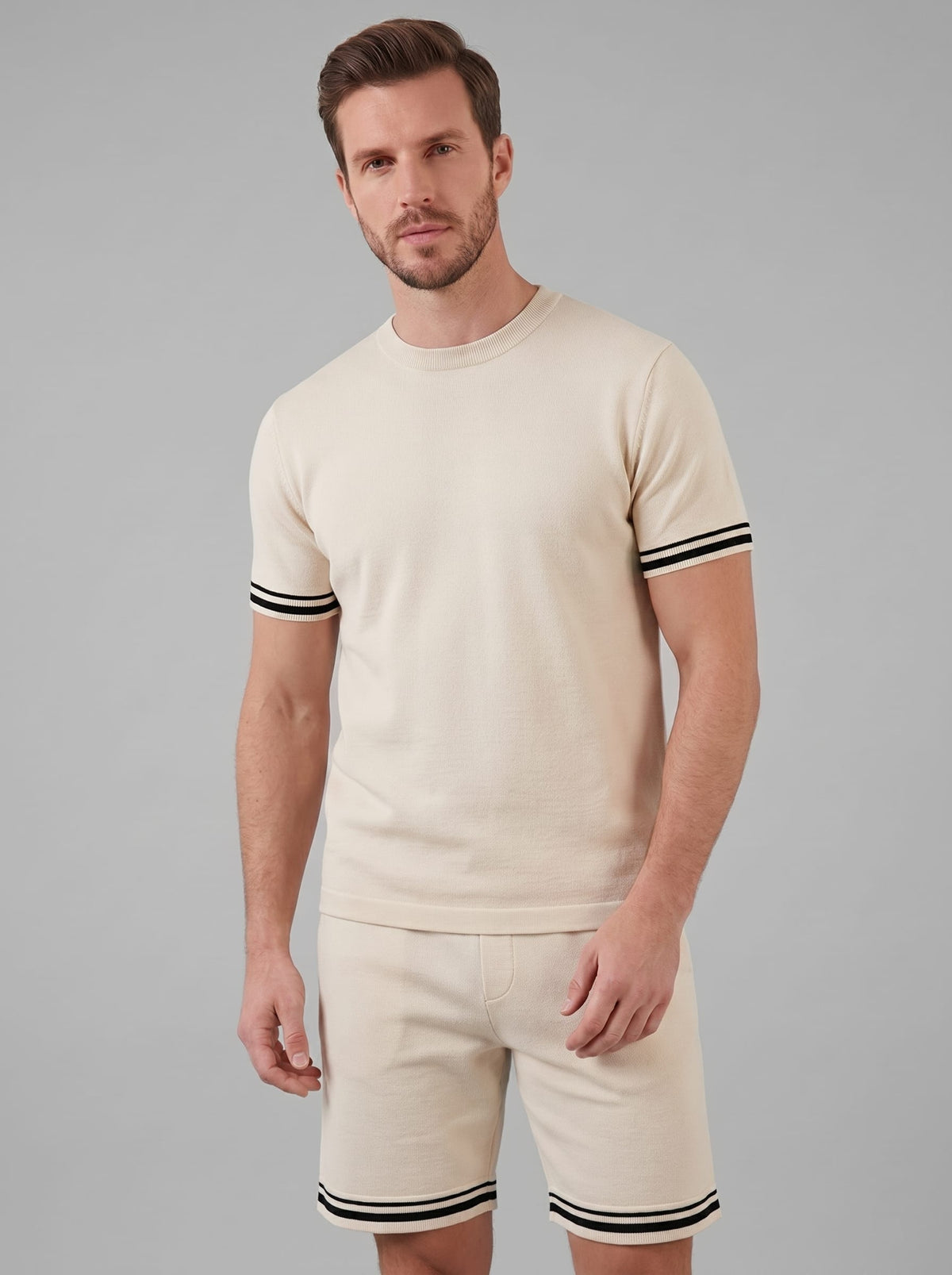 Herren Strickset mit Kontraststreifen | Albin
