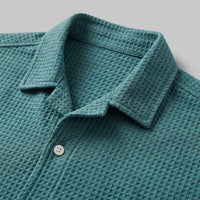 Herren Waffelstrickhemd mit Kubakragen | Georg