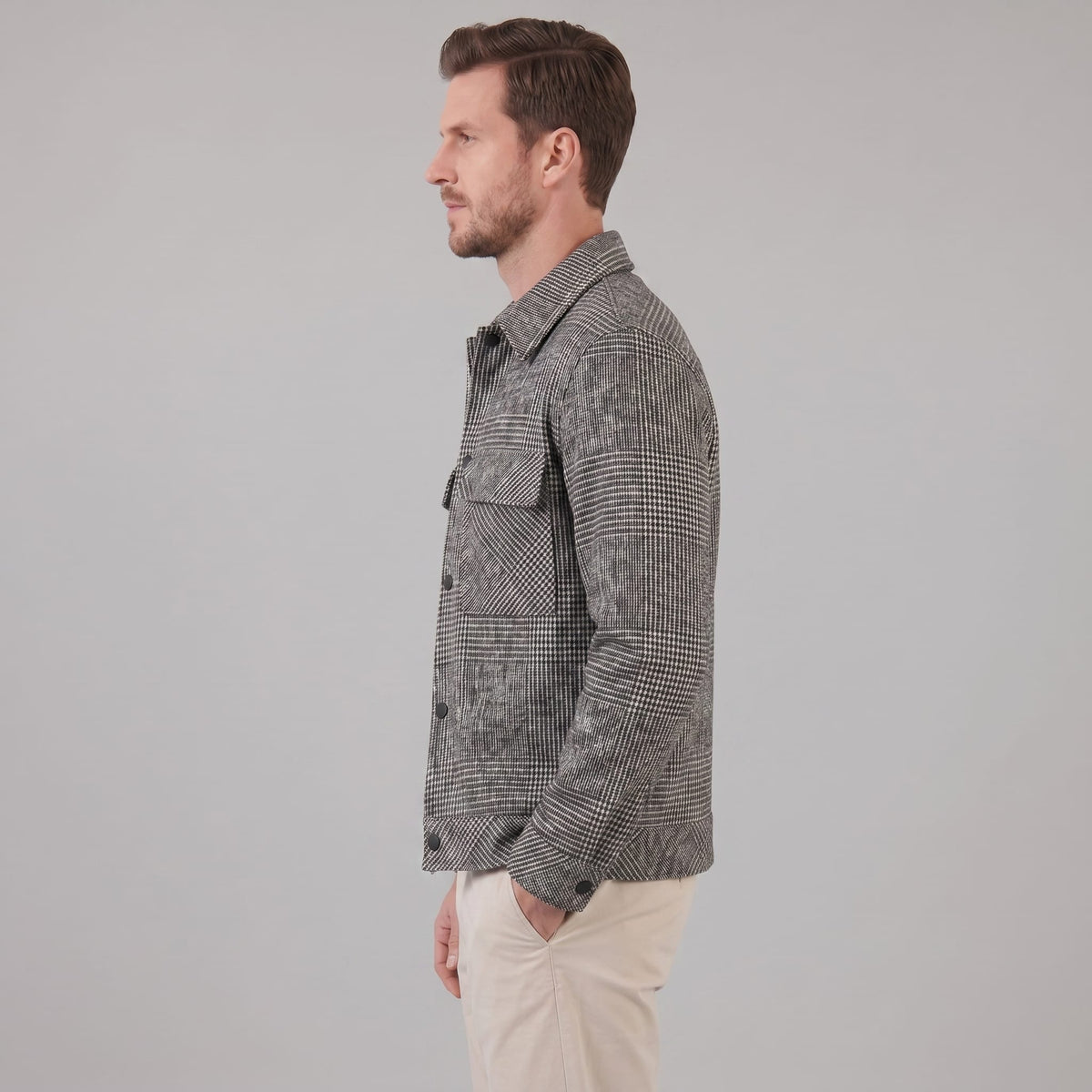 Herren Hemdjacke im Glencheck mit Brusttaschen | Tassilo