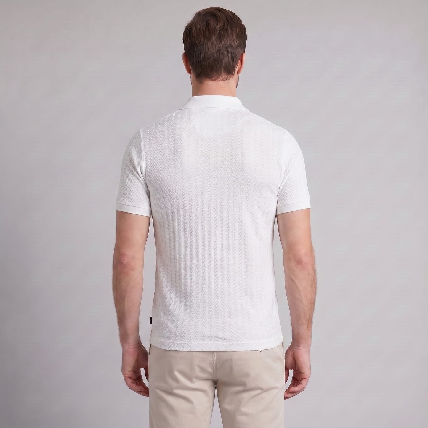 Herren Strickpoloshirt Fischgratmuster Regular Fit | Leopold_10