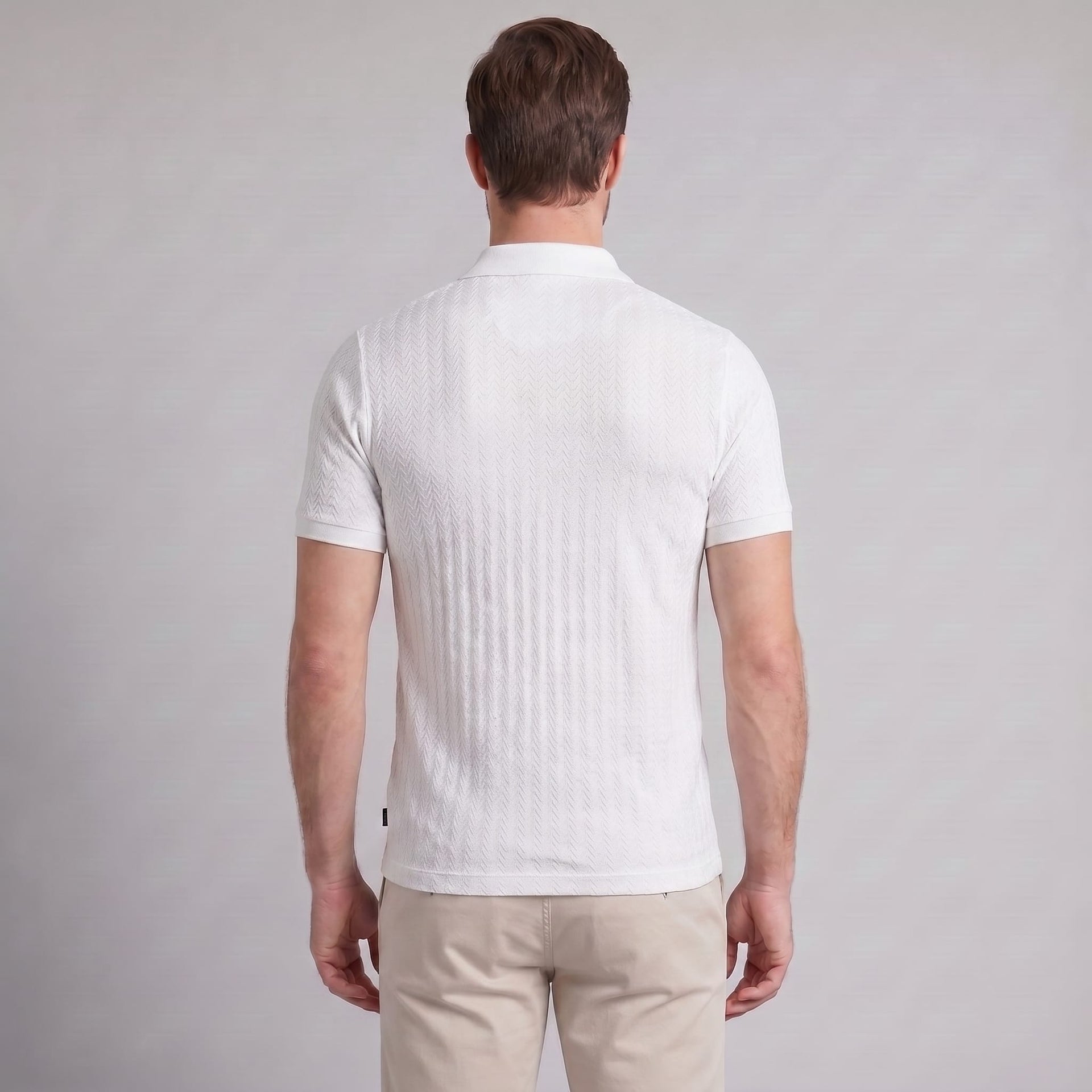 Herren Strickpoloshirt Fischgratmuster Regular Fit | Leopold