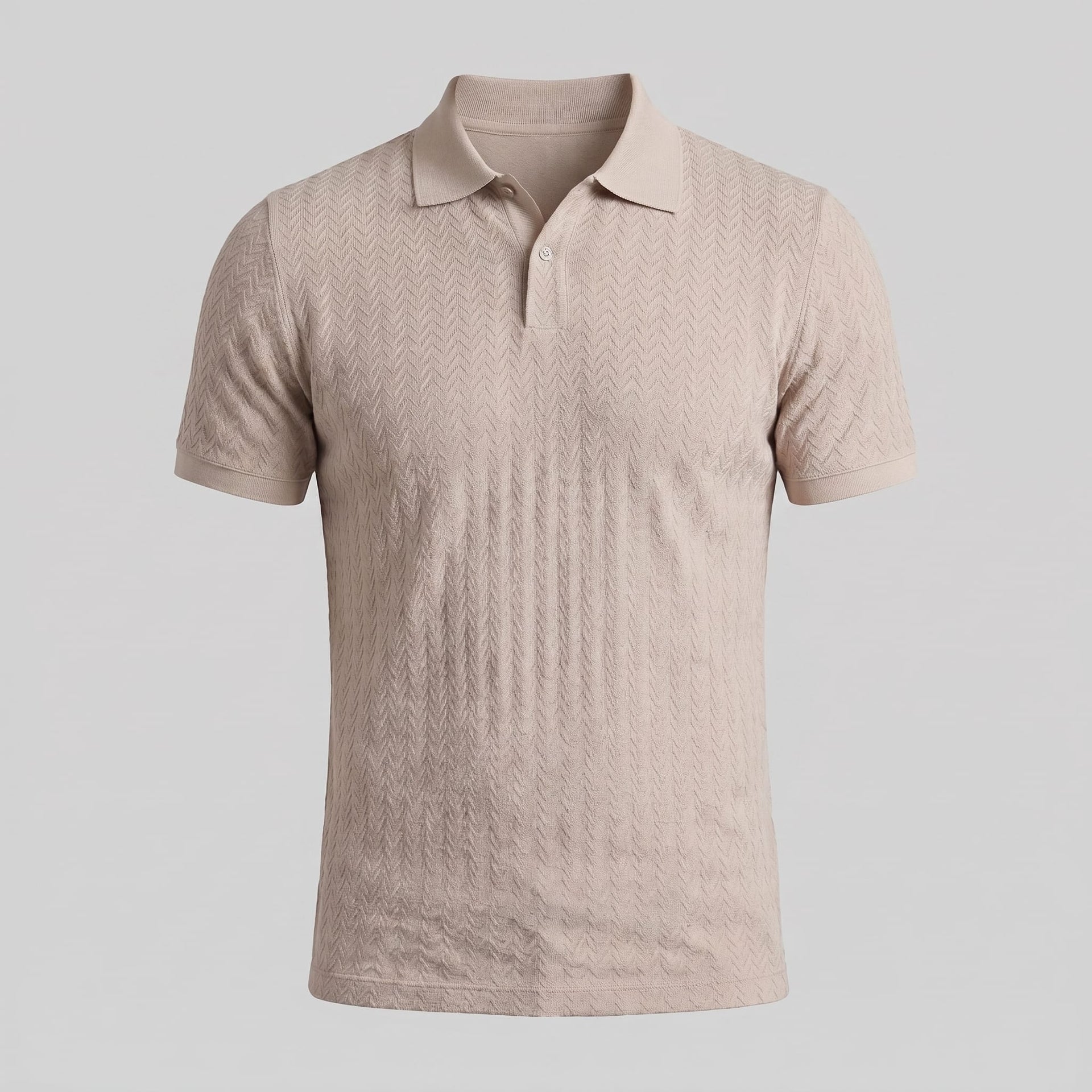 Herren Strickpoloshirt Fischgratmuster Regular Fit | Leopold