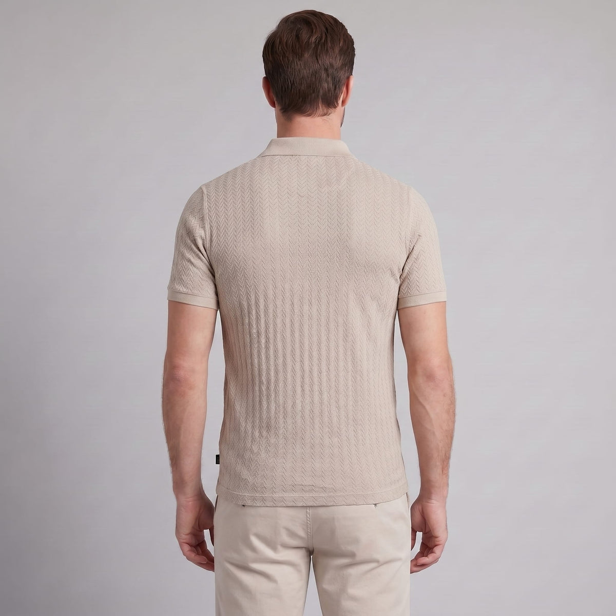 Herren Strickpoloshirt Fischgratmuster Regular Fit | Leopold