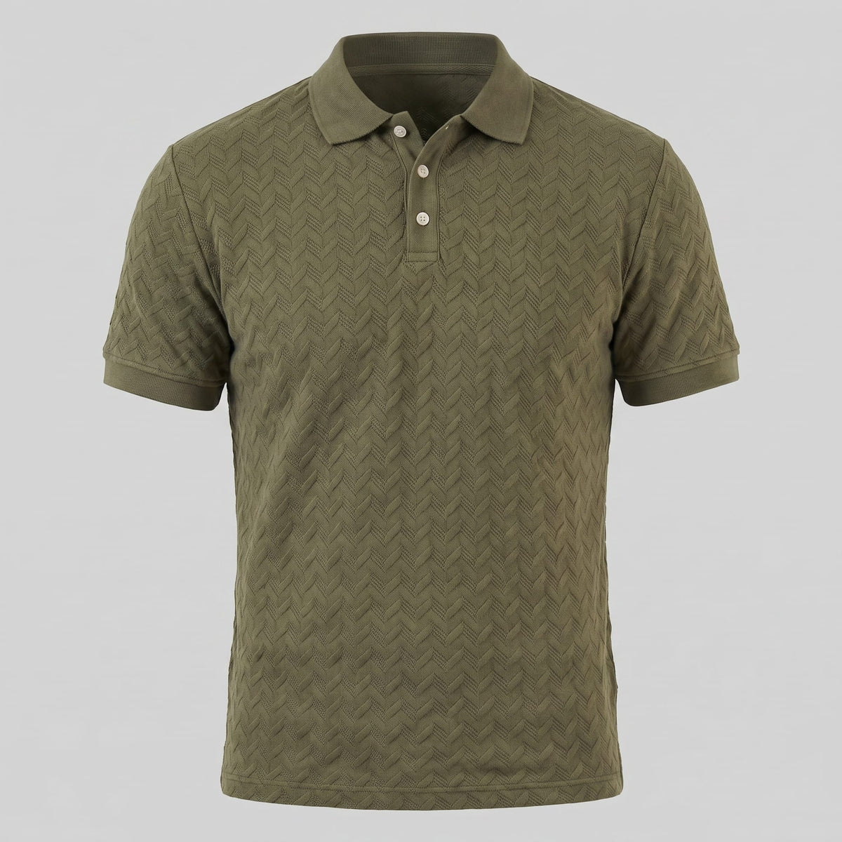 Herren Strickpoloshirt Fischgratmuster Regular Fit | Leopold_16