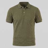 Herren Strickpoloshirt Fischgratmuster Regular Fit | Leopold