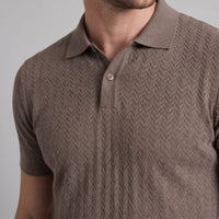 Herren Strickpoloshirt Fischgratmuster Regular Fit | Leopold