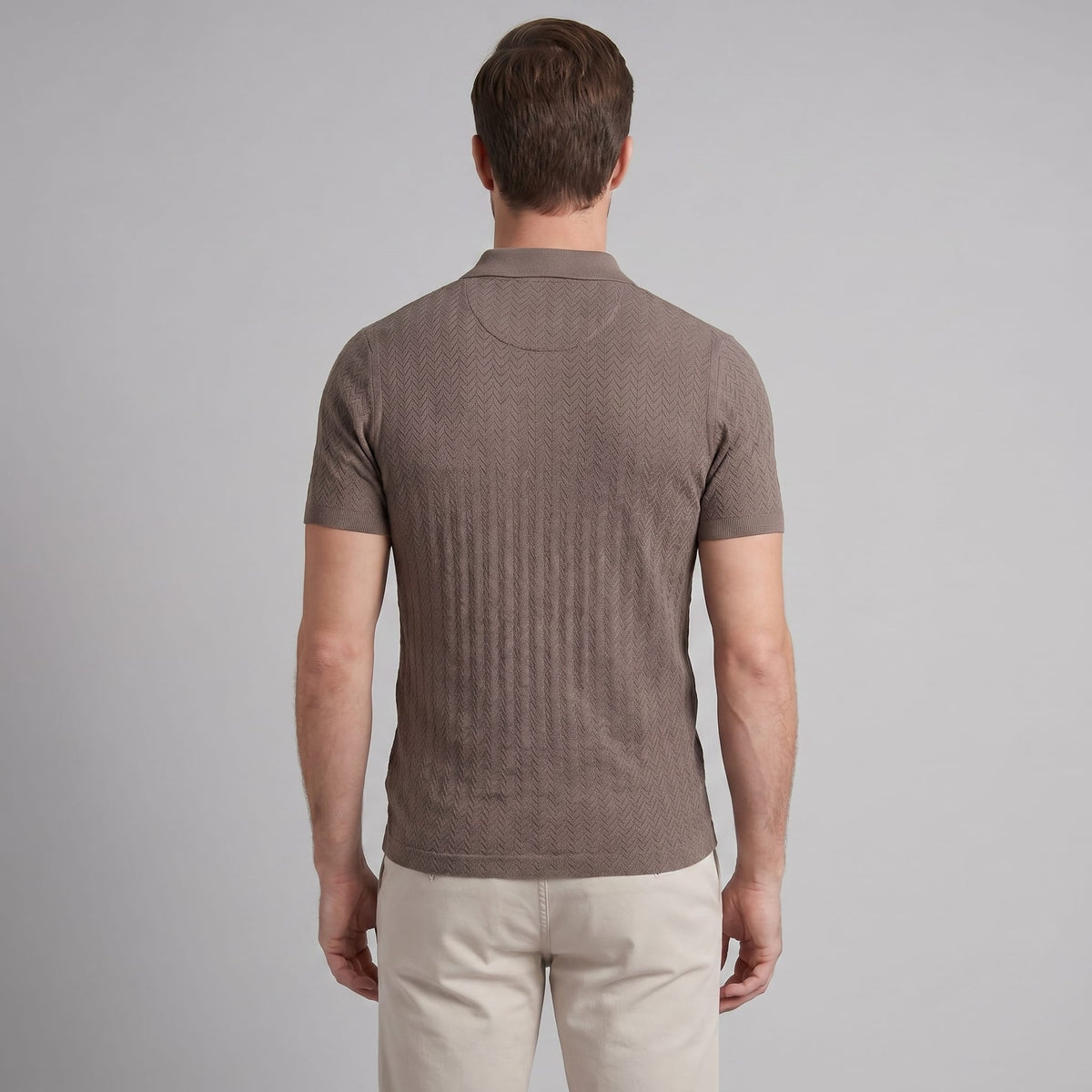 Herren Strickpoloshirt Fischgratmuster Regular Fit | Leopold_5