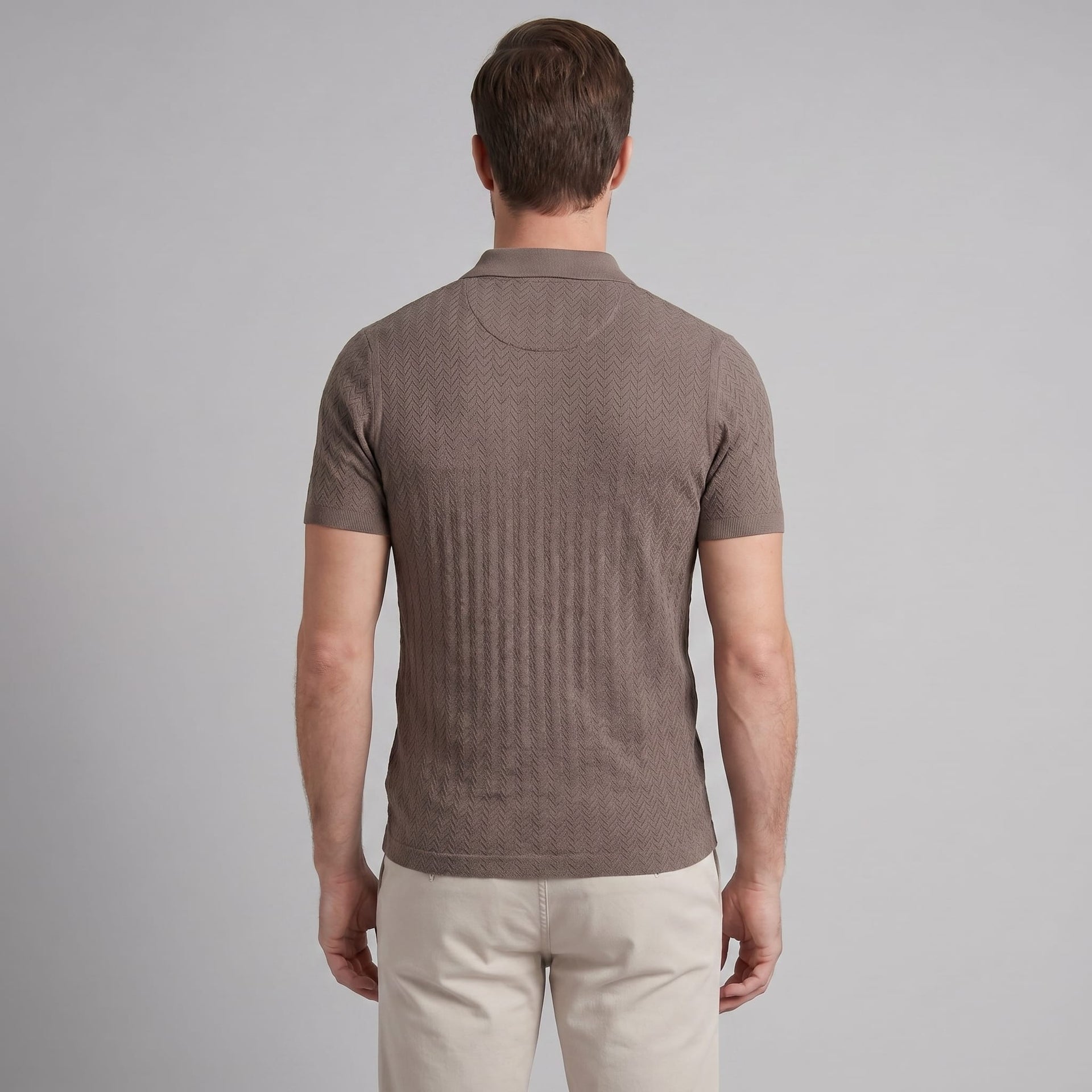 Herren Strickpoloshirt Fischgratmuster Regular Fit | Leopold