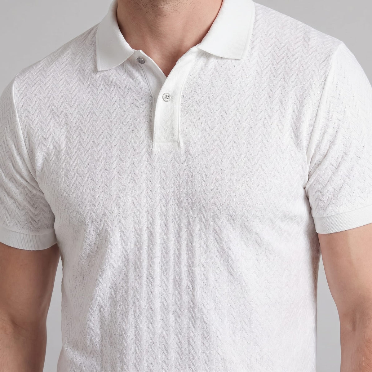 Herren Strickpoloshirt Fischgratmuster Regular Fit | Leopold