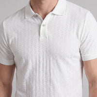 Herren Strickpoloshirt Fischgratmuster Regular Fit | Leopold