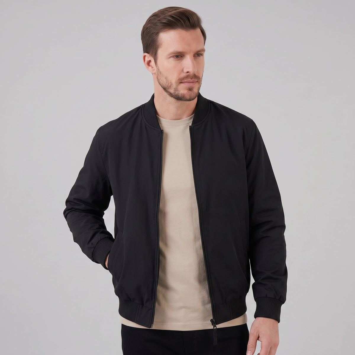 Herren Bomberjacke mit Rippkragen | August_1