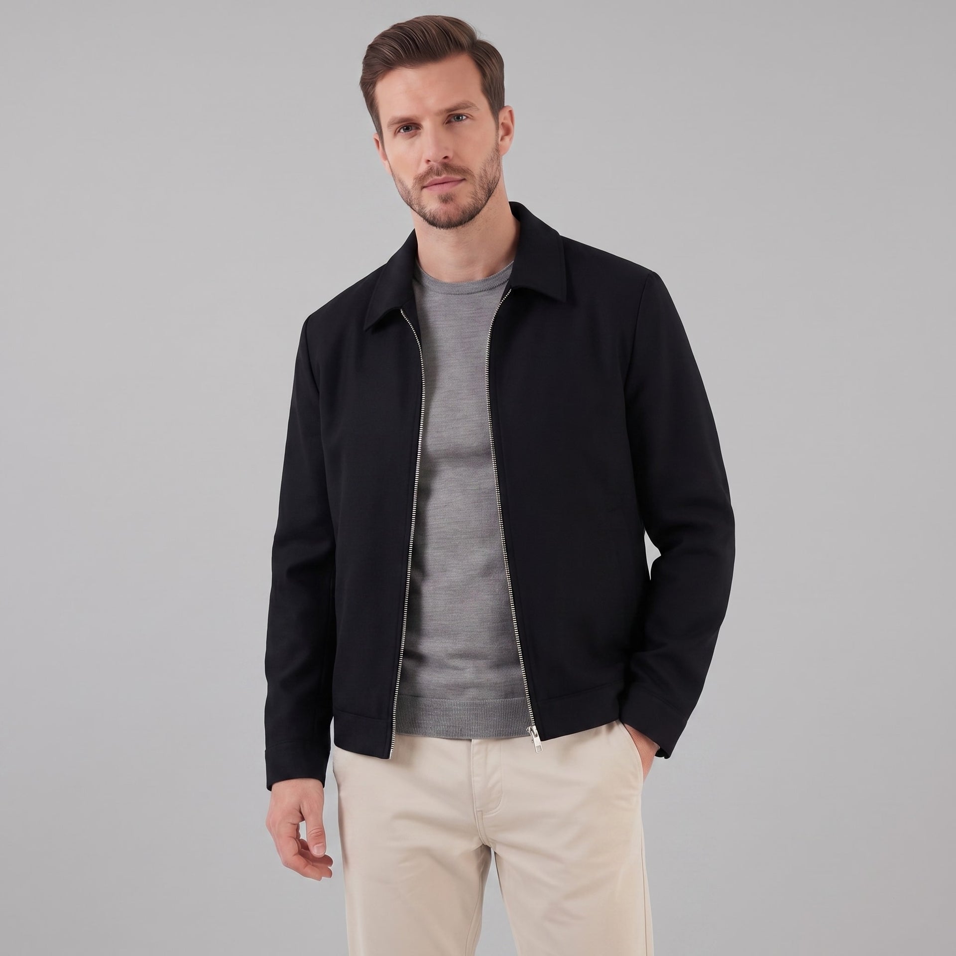 Herren Blouson mit Hemdkragen Slim Fit | Thaddäus