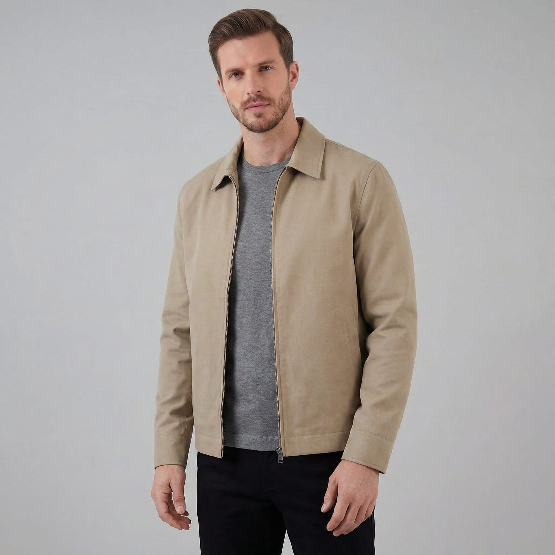 Herren Blouson mit Hemdkragen Slim Fit | Thaddäus