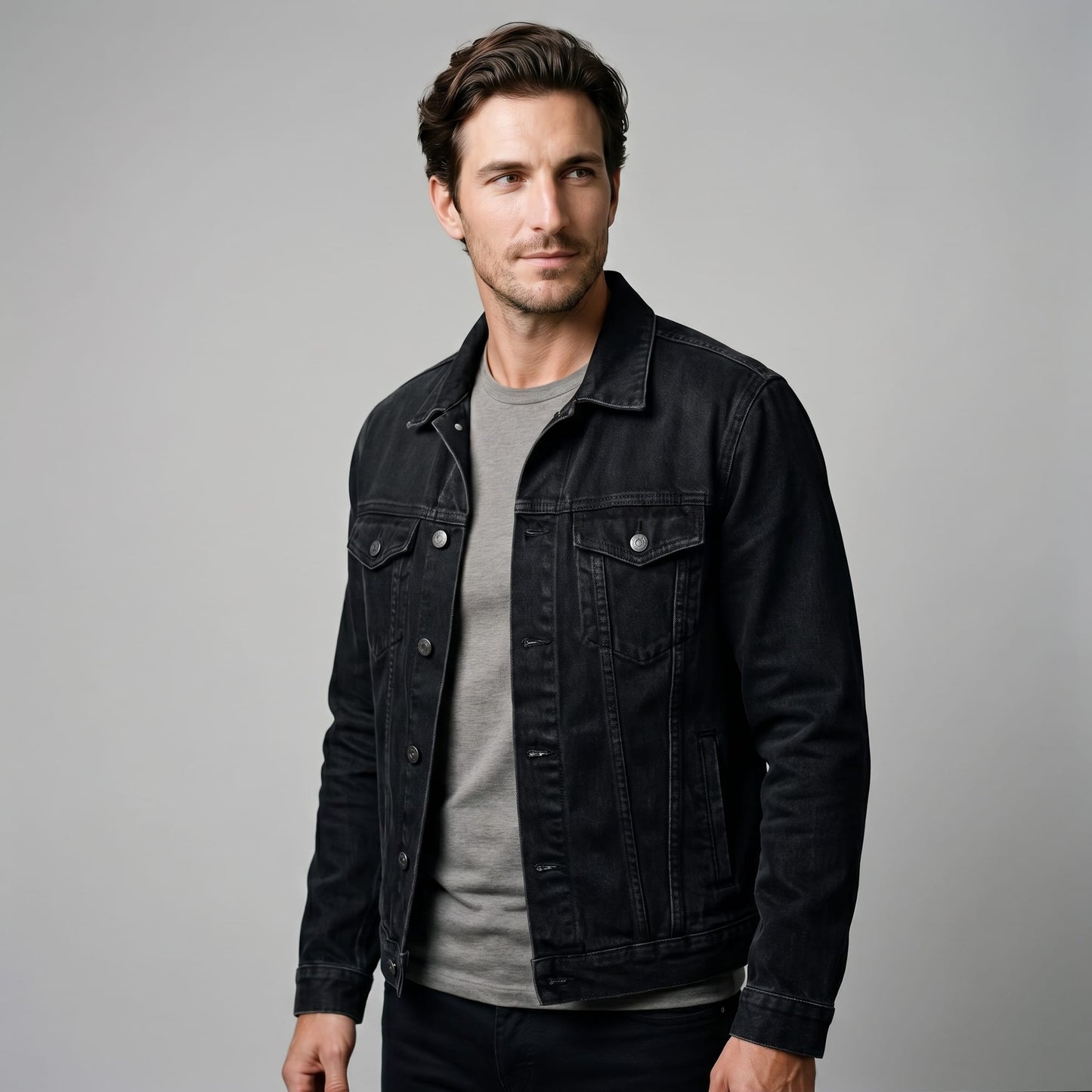 Herren Jeansjacke mit Hemdkragen Regular Fit | Theobald_1