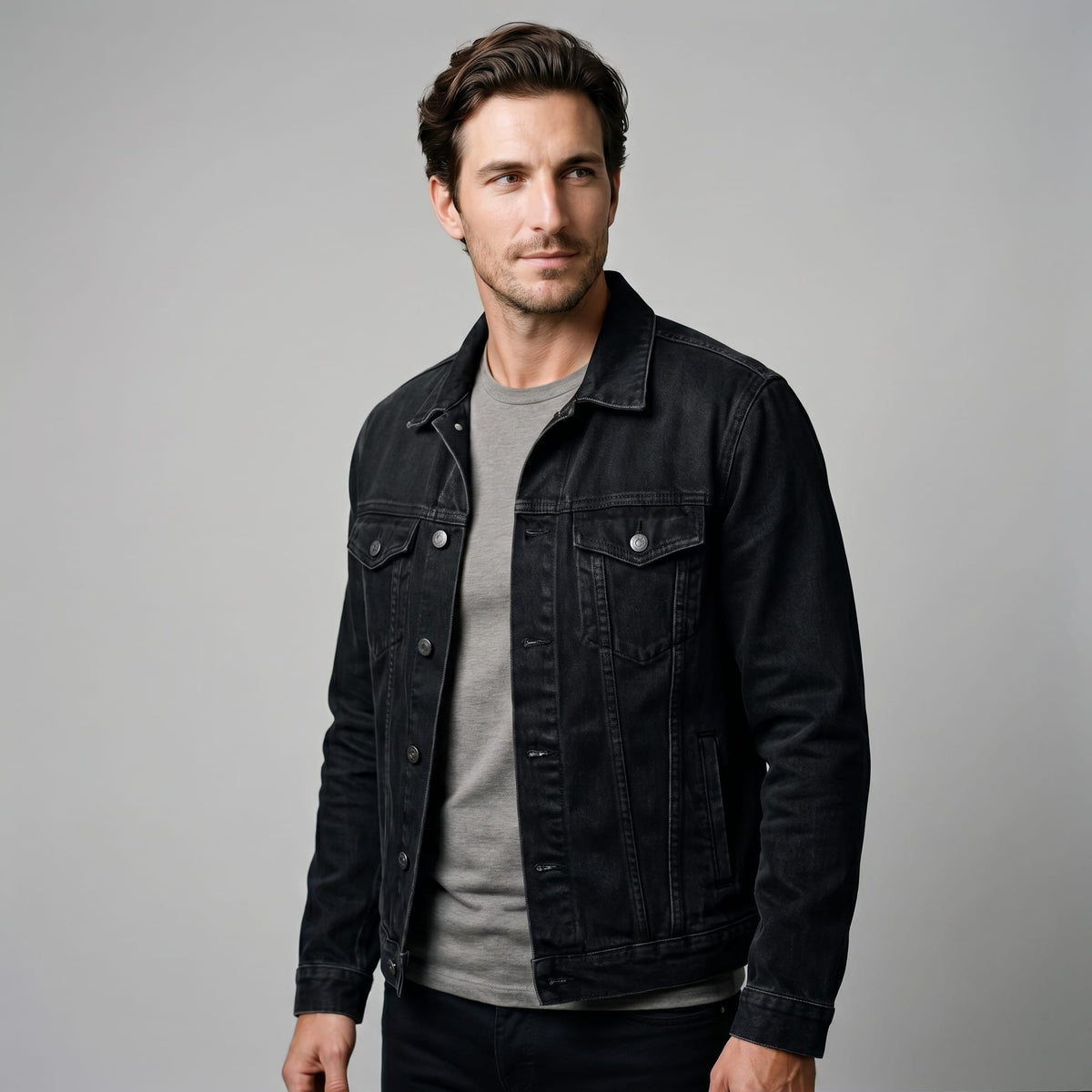 Herren Jeansjacke mit Hemdkragen Regular Fit | Theobald
