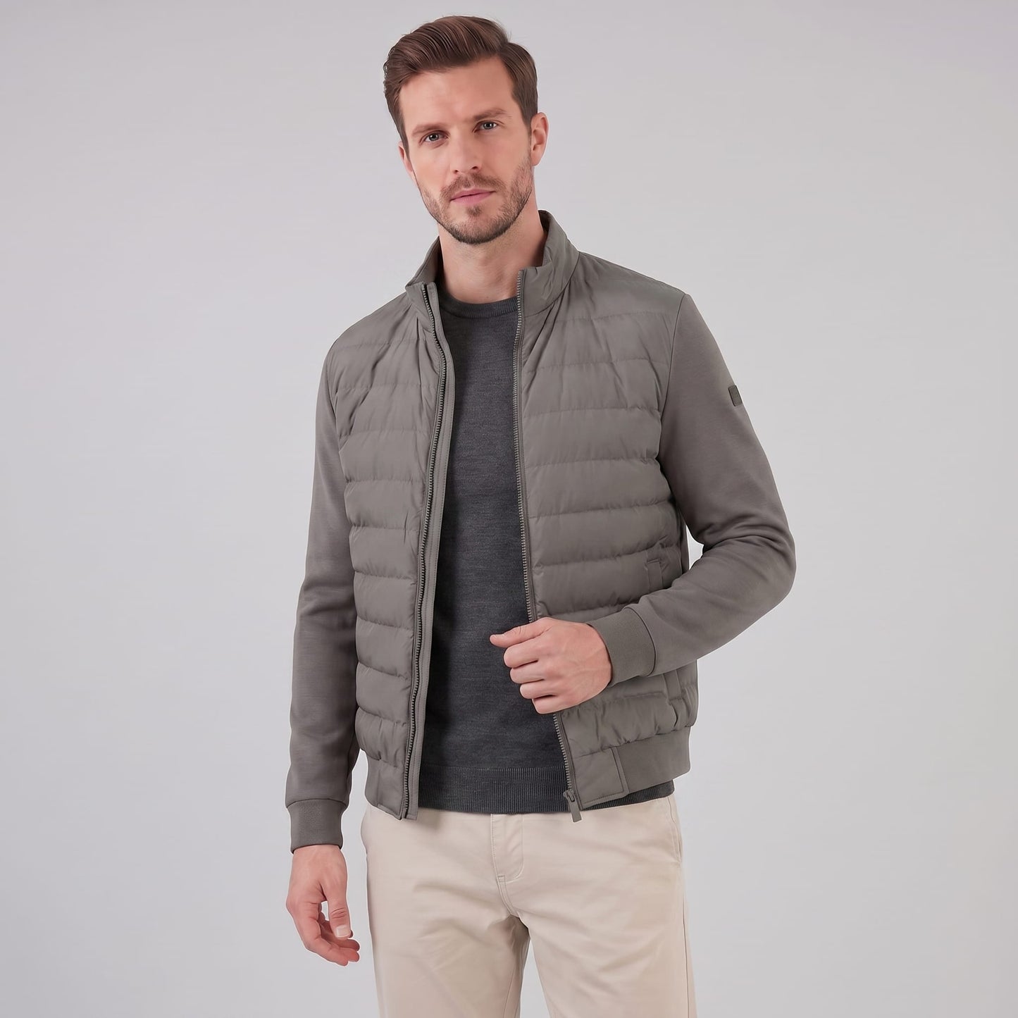 Herren Hybridjacke mit Steppfront und Stehkragen | Gotthard_11
