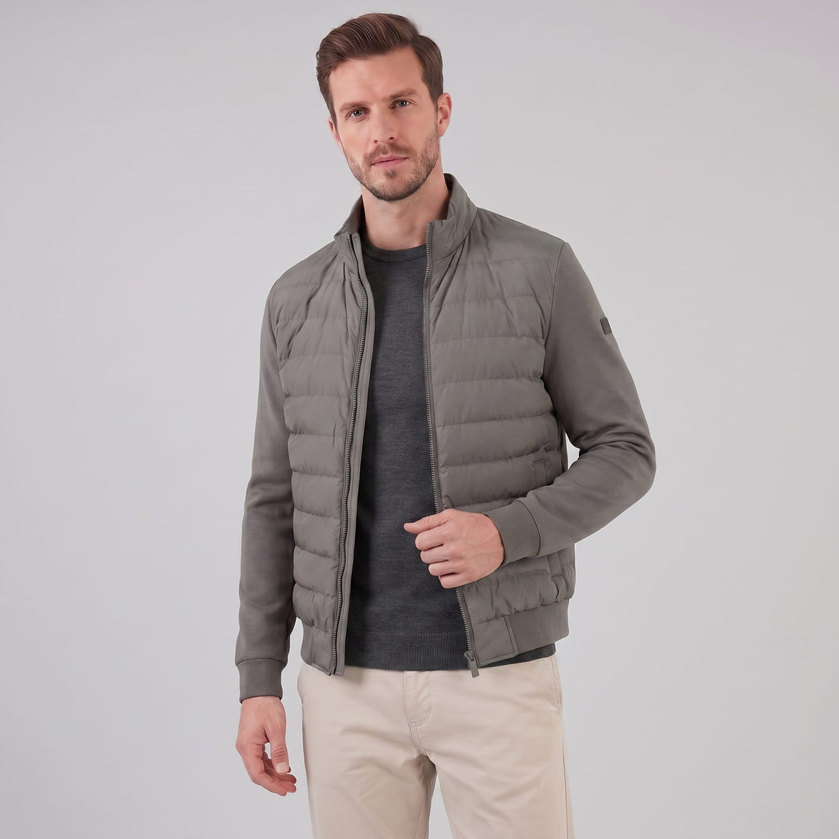 Herren Hybridjacke mit Steppfront und Stehkragen | Gotthard