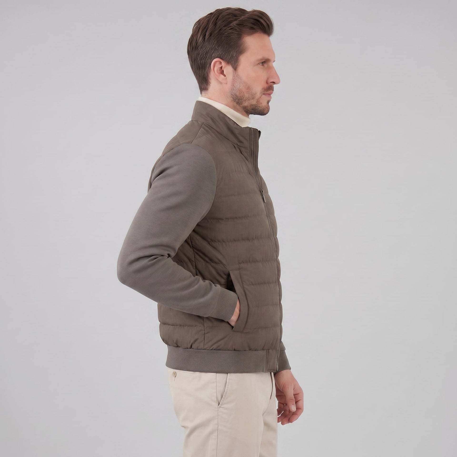 Herren Hybridjacke mit Steppfront und Stehkragen | Gotthard