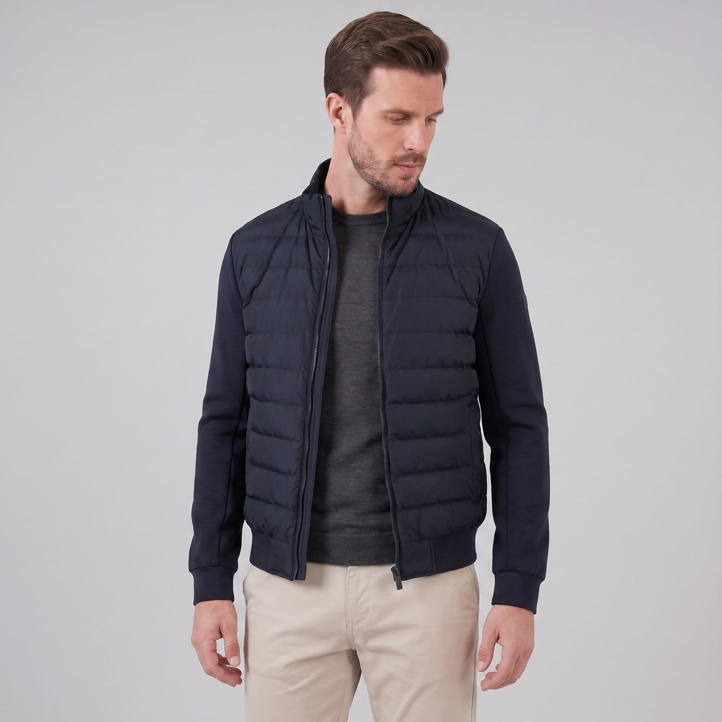 Herren Hybridjacke mit Steppfront und Stehkragen | Gotthard_7