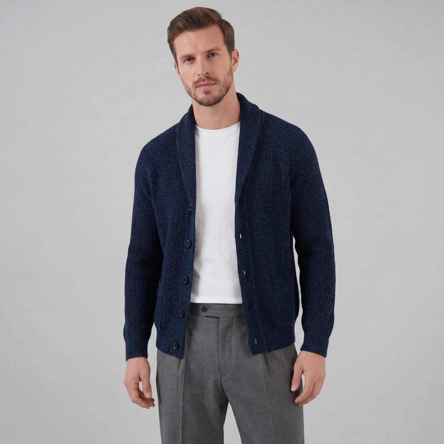 Herren Grobstrickjacke mit Schalkragen | Henrik_11