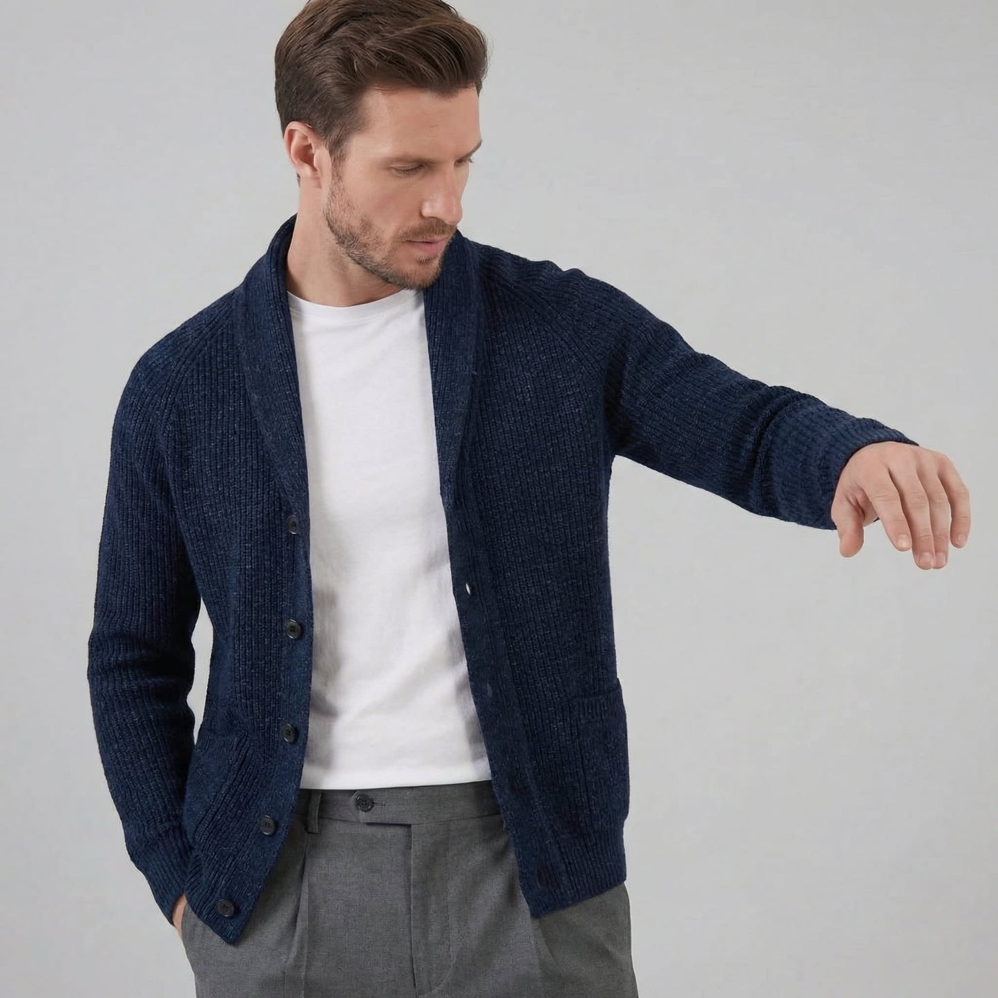 Herren Grobstrickjacke mit Schalkragen | Henrik_12