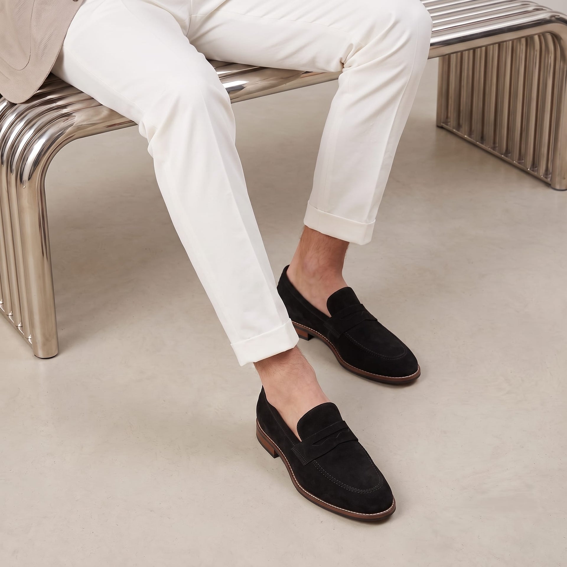 Herren Wildlederloafer mit Pennyriemen | Hasso