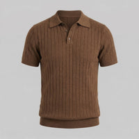 Herren Strickpoloshirt Rippstruktur Slim Fit | Edmund