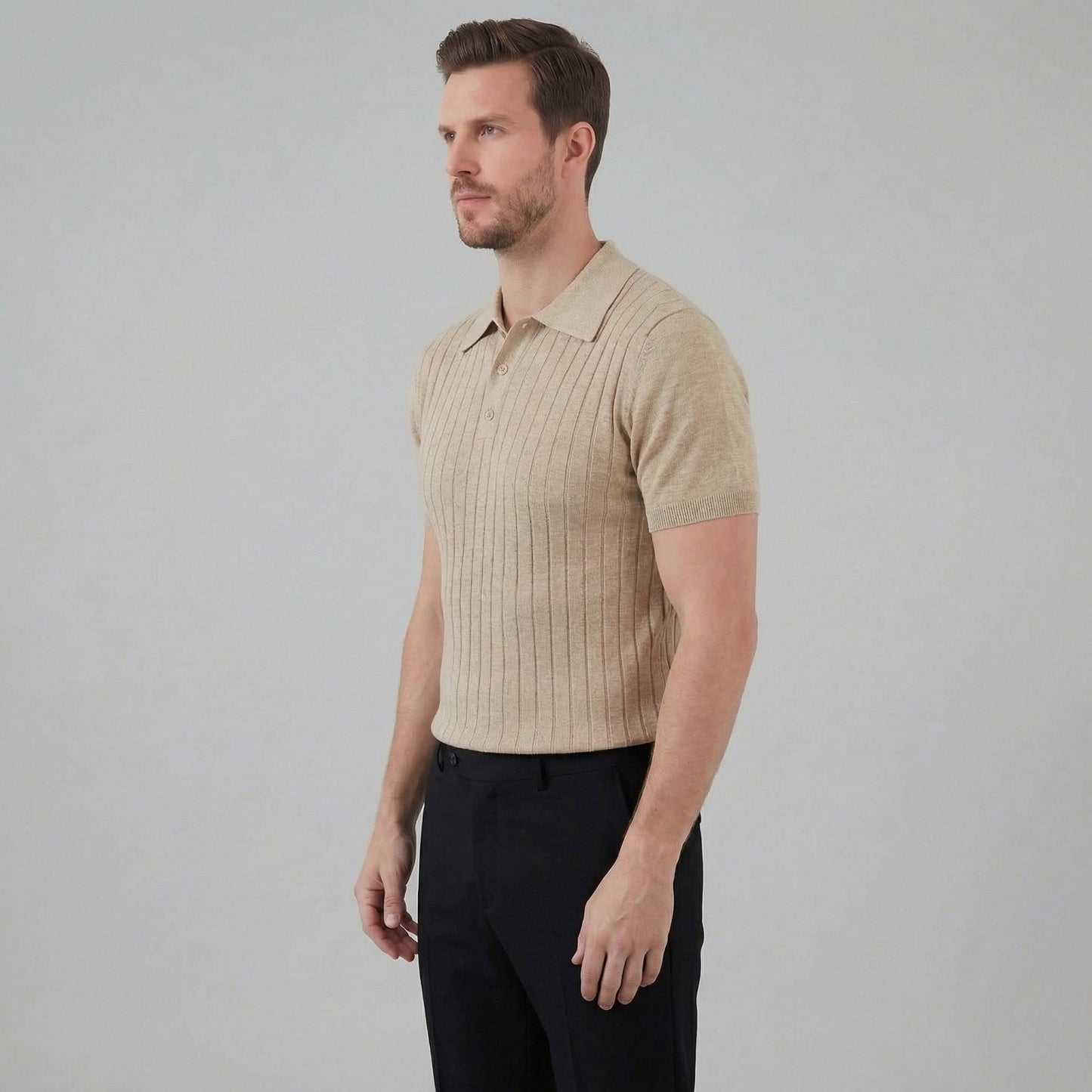 Herren Strickpoloshirt Rippstruktur Slim Fit | Edmund_2