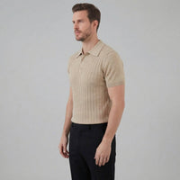 Herren Strickpoloshirt Rippstruktur Slim Fit | Edmund