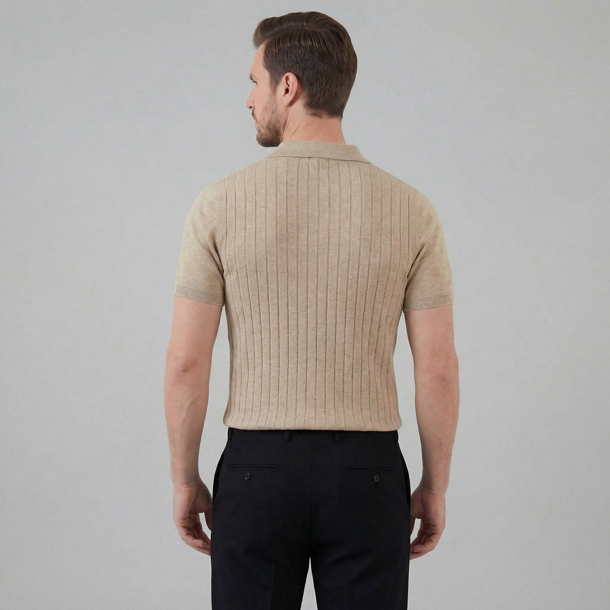 Herren Strickpoloshirt Rippstruktur Slim Fit | Edmund