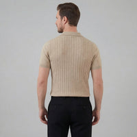 Herren Strickpoloshirt Rippstruktur Slim Fit | Edmund