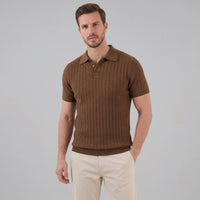 Herren Strickpoloshirt Rippstruktur Slim Fit | Edmund